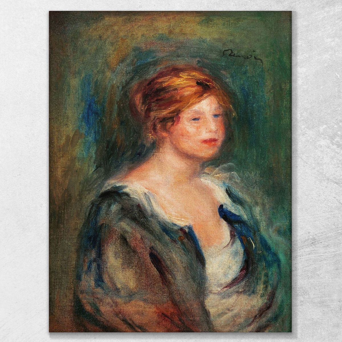 Young Girl In Blue Head Of A Blonde Woman Pierre-Auguste Renoir par273 canvas print 
