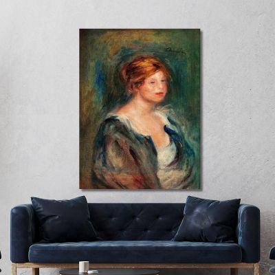 Young Girl In Blue Head Of A Blonde Woman Pierre-Auguste Renoir par273 canvas print 