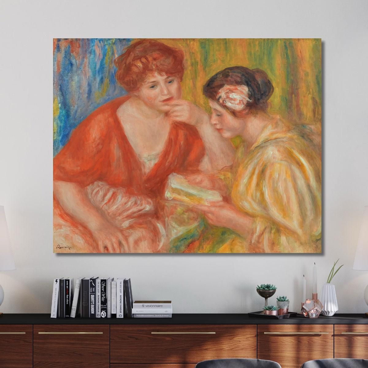 Reading Two Women With Red And Pink Corsages Pierre-Auguste Renoir par282 canvas print 