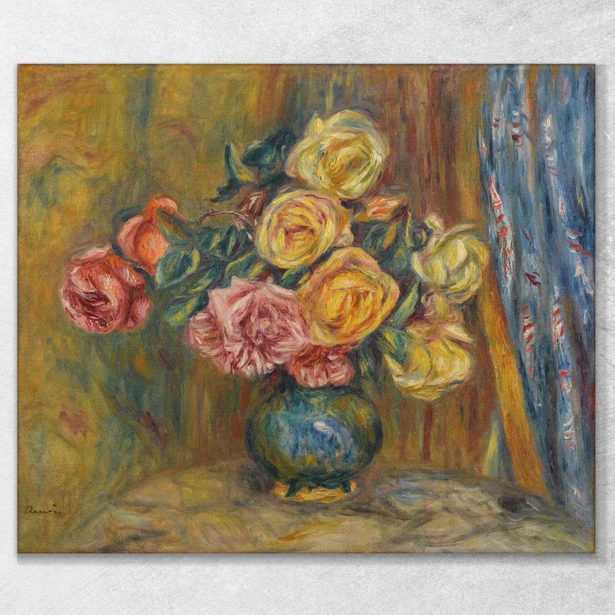Roses Behind The Blue Curtain Pierre-Auguste Renoir par323 canvas print 