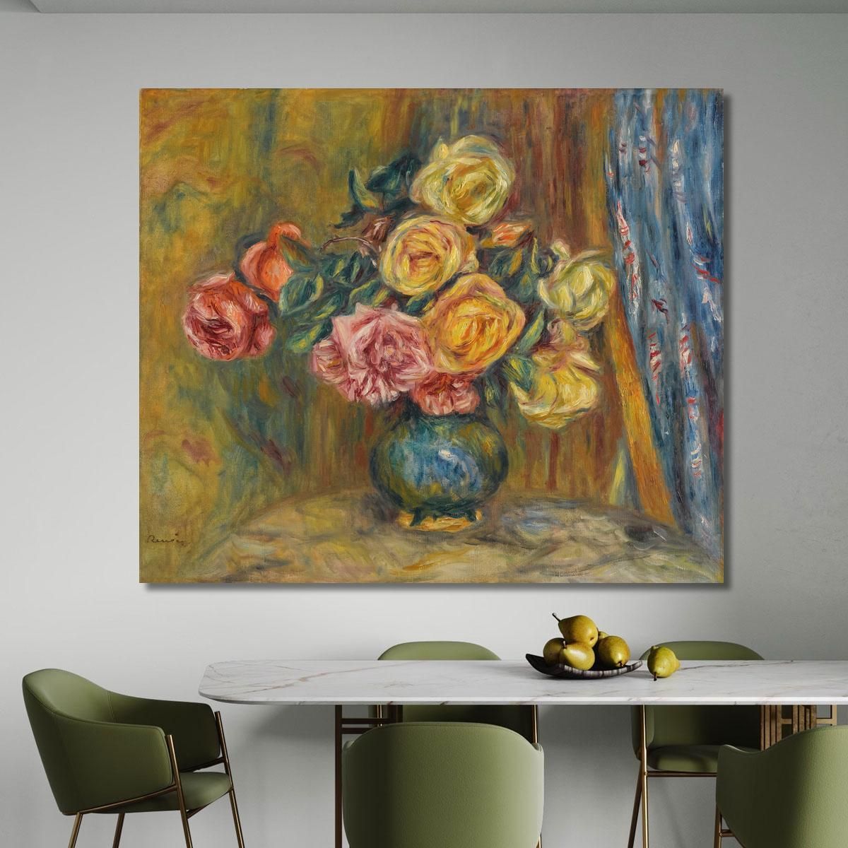 Roses Behind The Blue Curtain Pierre-Auguste Renoir par323 canvas print 