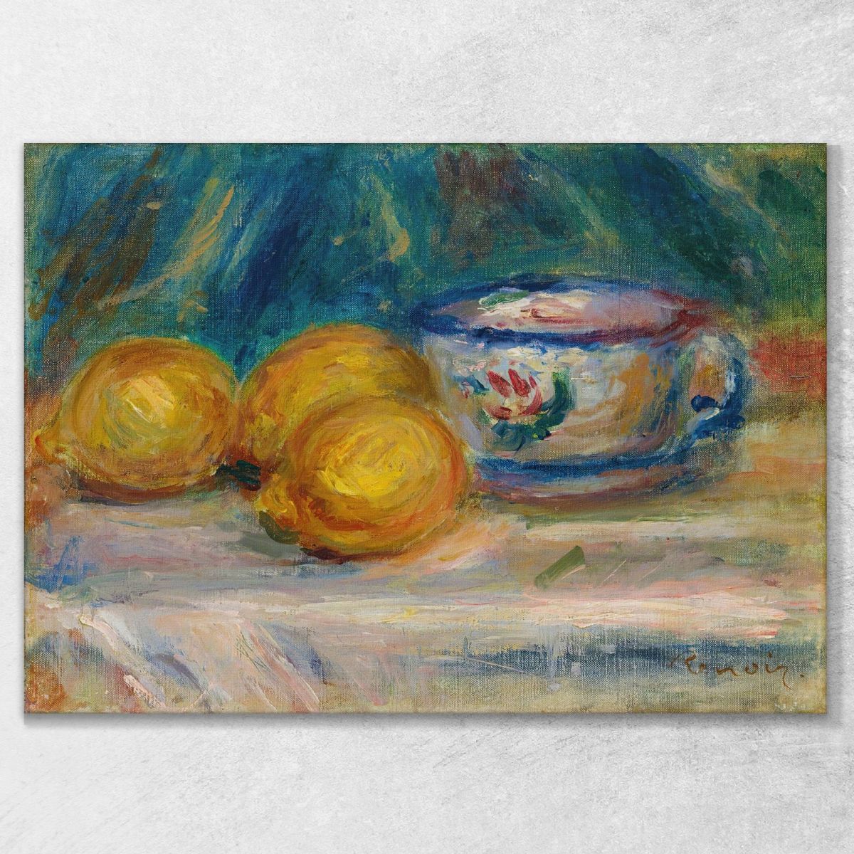 Still Life Three Lemons And A Cup Pierre-Auguste Renoir par355 canvas print 