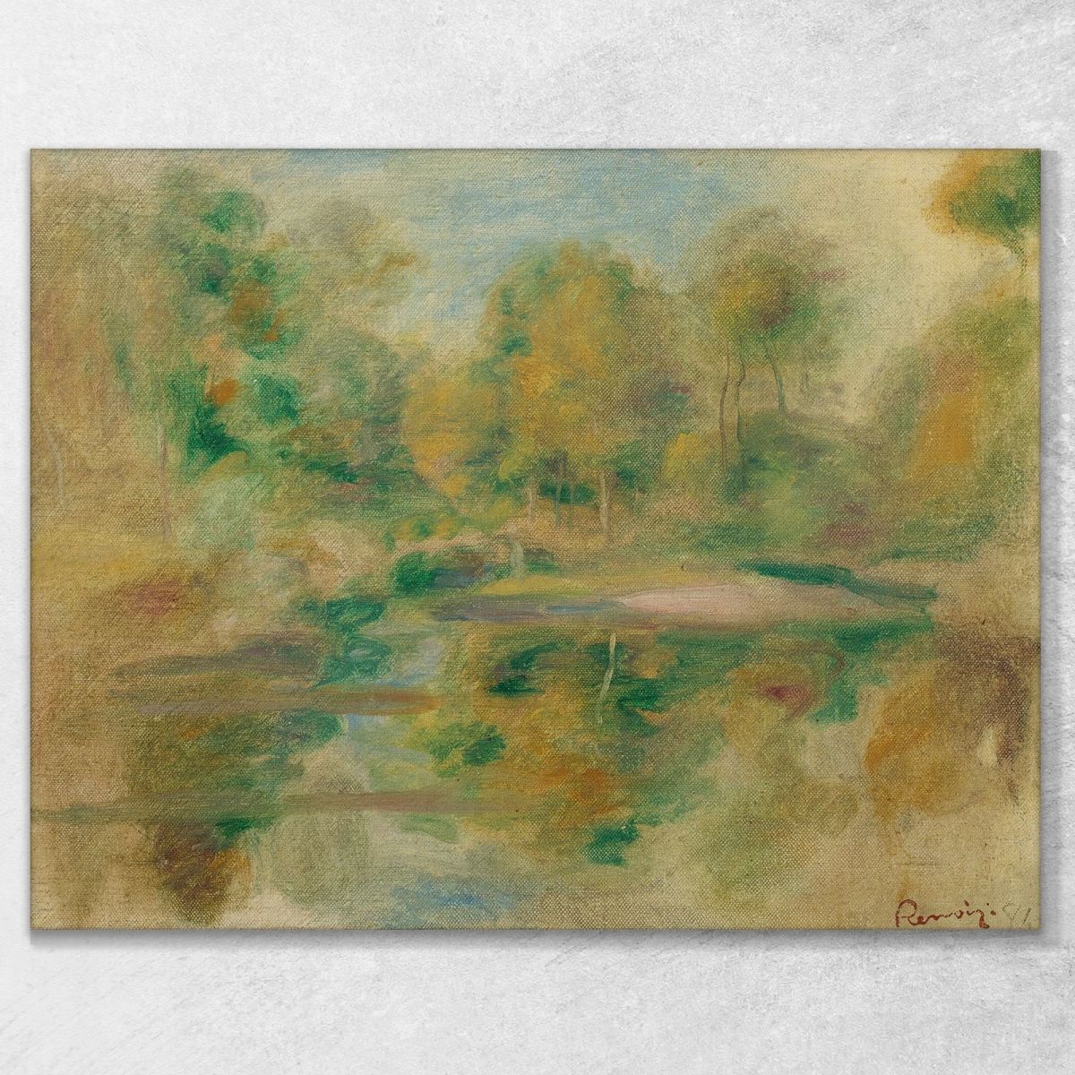 Pond Landscape And Tree Background Pierre-Auguste Renoir par390 canvas print 