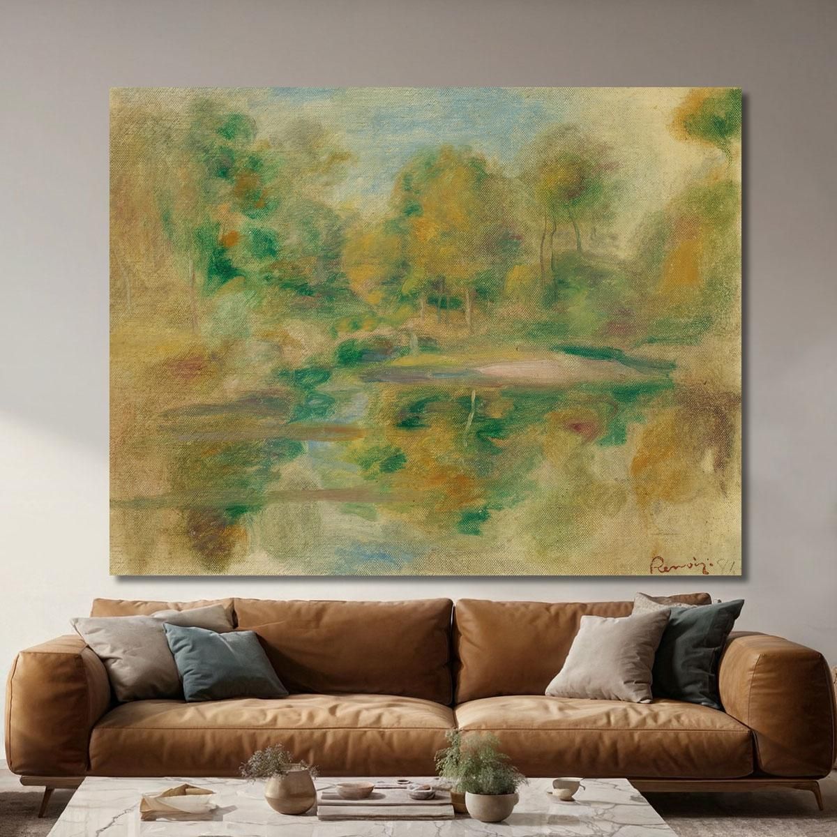 Pond Landscape And Tree Background Pierre-Auguste Renoir par390 canvas print 