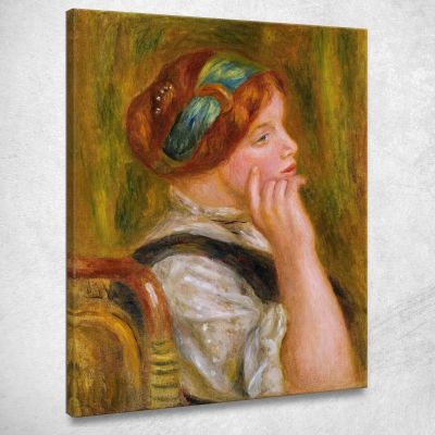 Portrait Of A Woman With A Green Headband Pierre-Auguste Renoir par408 canvas print 