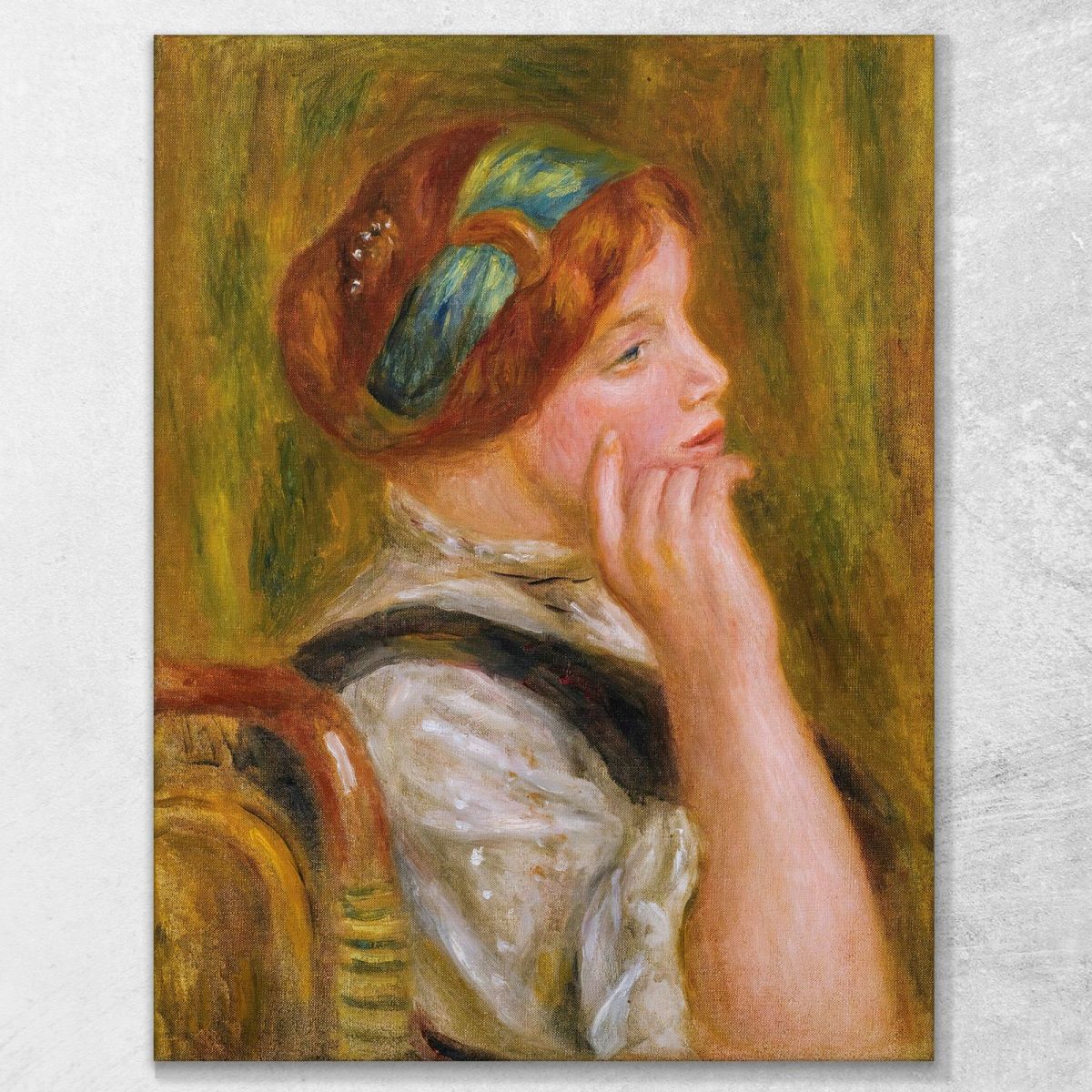 Portrait Of A Woman With A Green Headband Pierre-Auguste Renoir par408 canvas print 