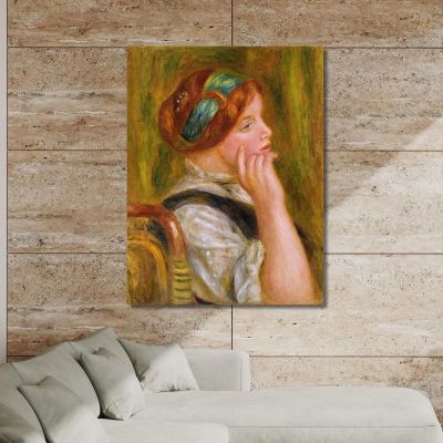 Portrait Of A Woman With A Green Headband Pierre-Auguste Renoir par408 canvas print 