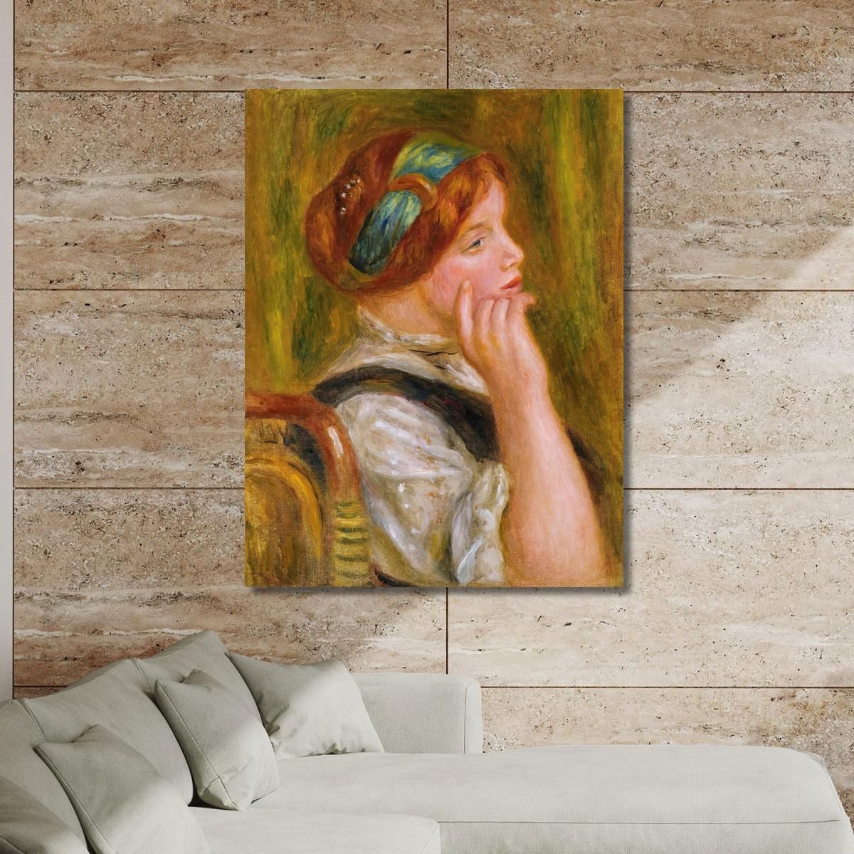 Portrait Of A Woman With A Green Headband Pierre-Auguste Renoir par408 canvas print 