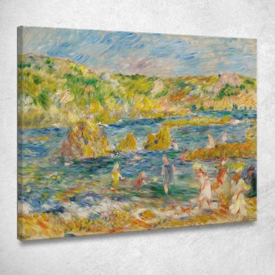 Guernsey Rocks With Beach Figures In Guernsey Pierre-Auguste Renoir par435 canvas print 