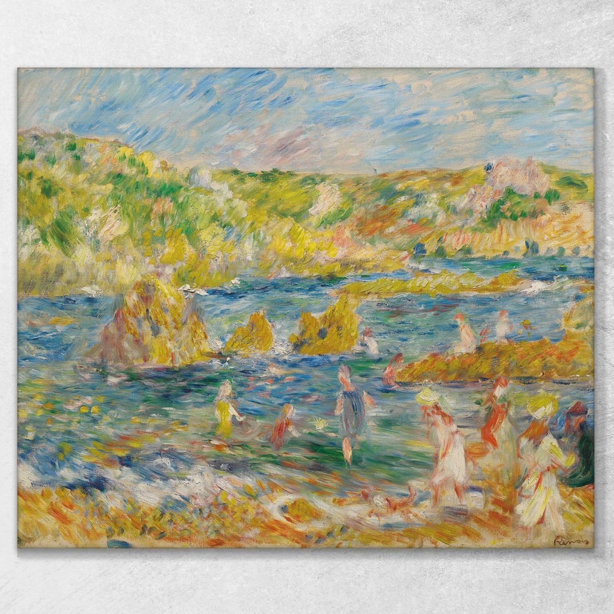 Guernsey Rocks With Beach Figures In Guernsey Pierre-Auguste Renoir par435 canvas print 