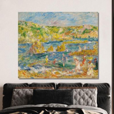 Guernsey Rocks With Beach Figures In Guernsey Pierre-Auguste Renoir par435 canvas print 