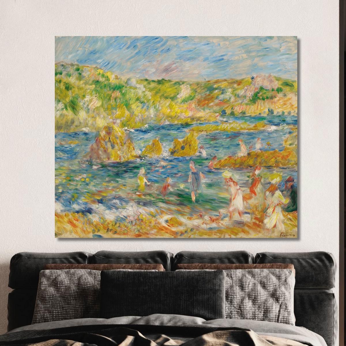 Guernsey Rocks With Beach Figures In Guernsey Pierre-Auguste Renoir par435 canvas print 