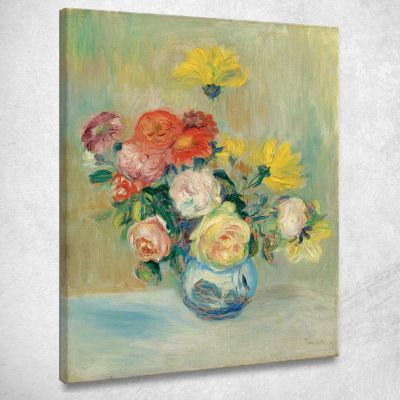 Vase Of Roses And Dahlias Pierre-Auguste Renoir par495 canvas print 