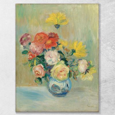 Vase Of Roses And Dahlias Pierre-Auguste Renoir par495 canvas print 