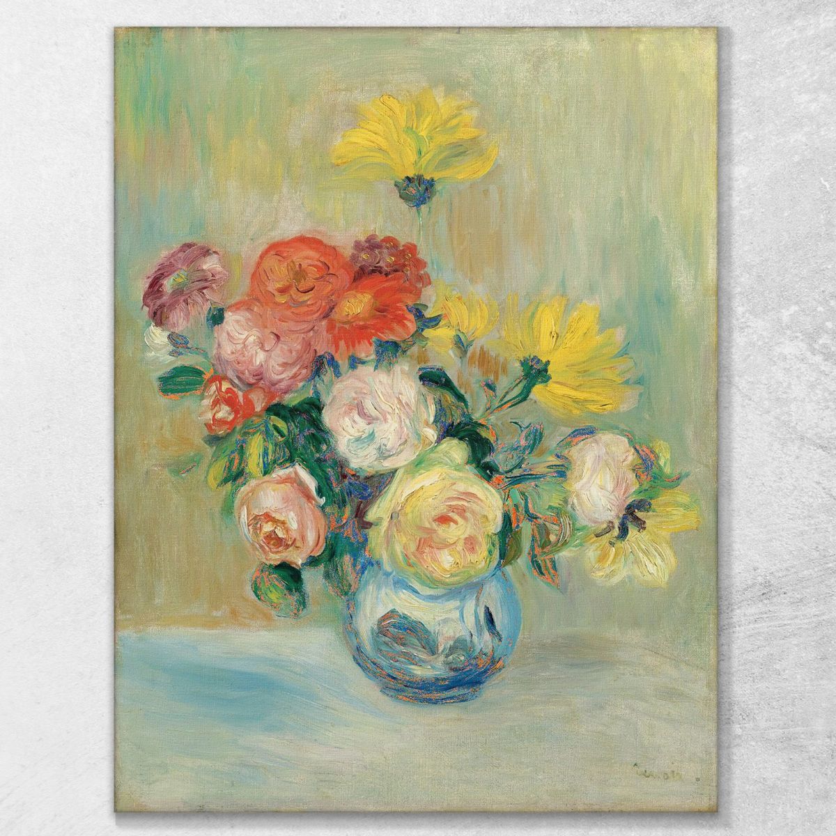 Vase Of Roses And Dahlias Pierre-Auguste Renoir par495 canvas print 