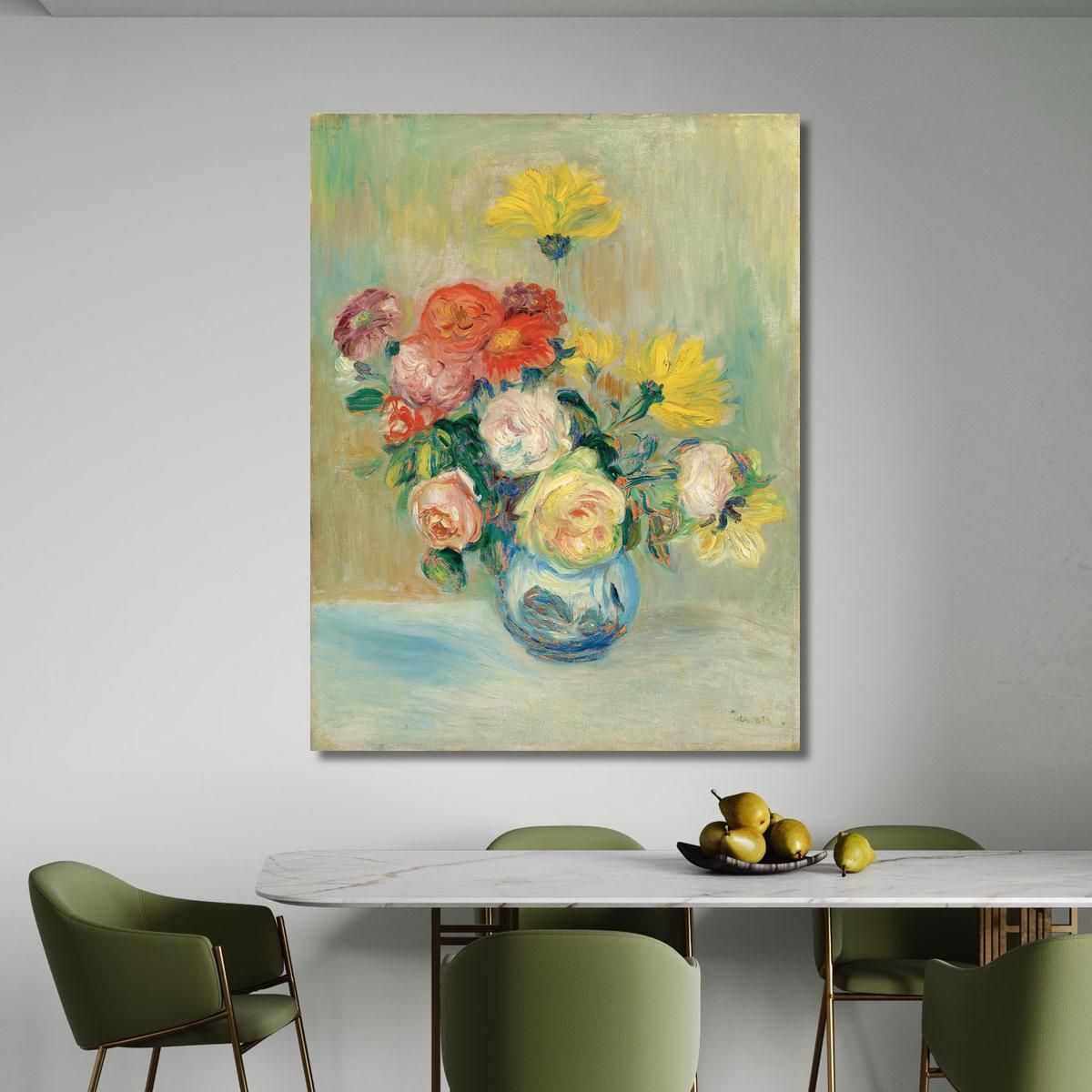 Vase Of Roses And Dahlias Pierre-Auguste Renoir par495 canvas print 