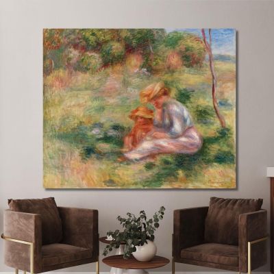 Woman And Child In The Grass Pierre-Auguste Renoir par505 canvas print 