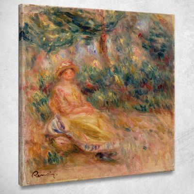 Woman In Pink And Yellow In A Landscape Pierre-Auguste Renoir par513 canvas print 