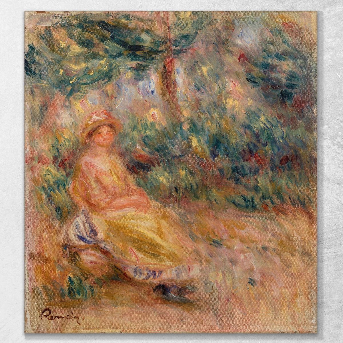 Woman In Pink And Yellow In A Landscape Pierre-Auguste Renoir par513 canvas print 