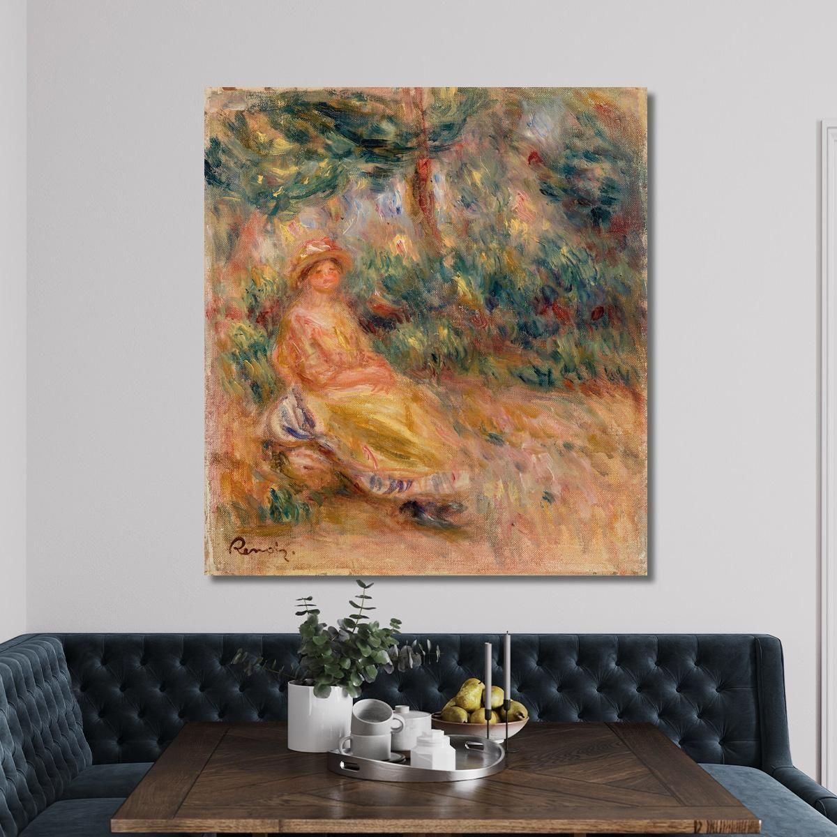Woman In Pink And Yellow In A Landscape Pierre-Auguste Renoir par513 canvas print 