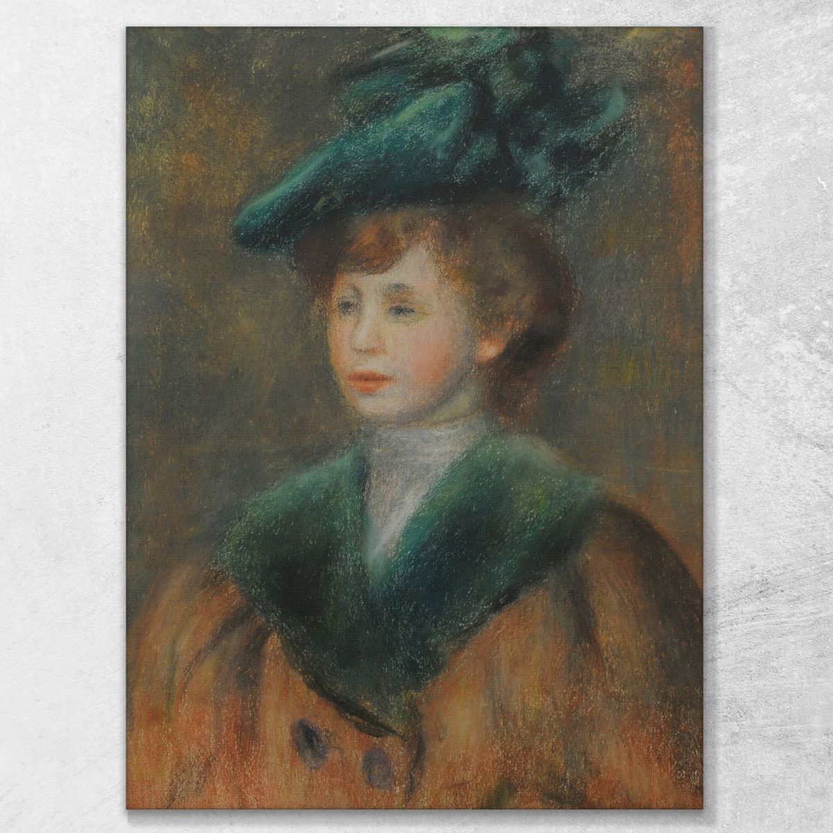 Young Woman In A Green Hat Pierre-Auguste Renoir par529 canvas print 