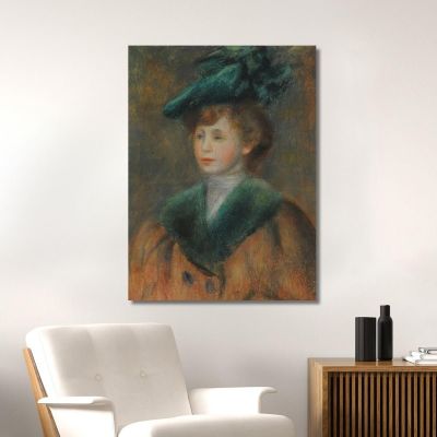 Young Woman In A Green Hat Pierre-Auguste Renoir par529 canvas print 