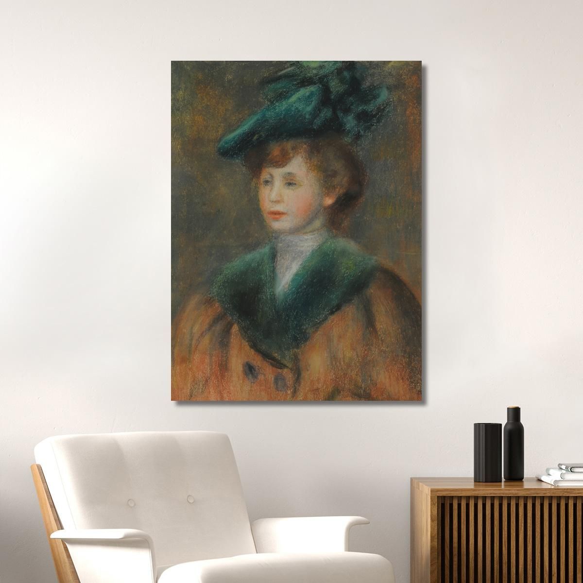 Young Woman In A Green Hat Pierre-Auguste Renoir par529 canvas print 