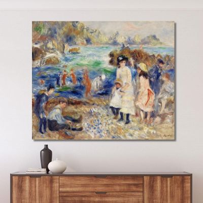 Children On The Seashore Guernsey Pierre-Auguste Renoir par557 canvas print 