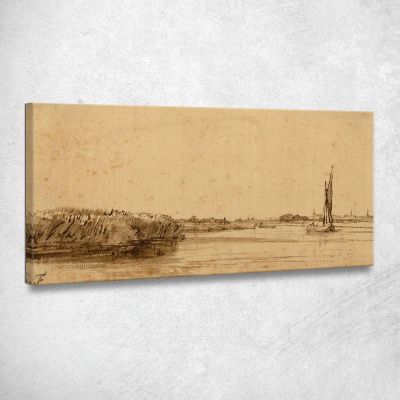 A Sailing Boat On A Wide Expanse Of Water Rembrandt van Rijn rvr3 canvas print 