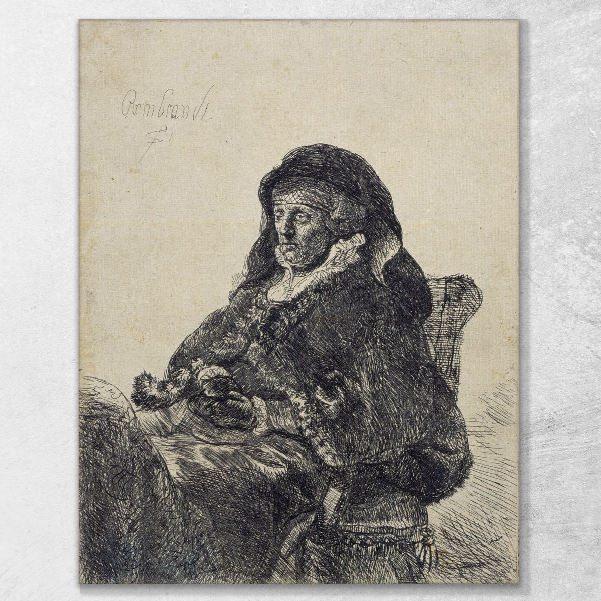 An Elderly Woman In Widow'S Dress And Black Gloves Rembrandt van Rijn rvr18 canvas print 