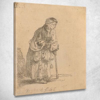 Beggar Woman Leaning On A Stick 2 Rembrandt van Rijn rvr25 canvas print 