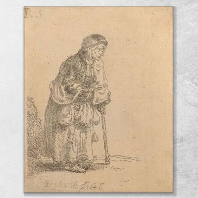 Beggar Woman Leaning On A Stick 2 Rembrandt van Rijn rvr25 canvas print 