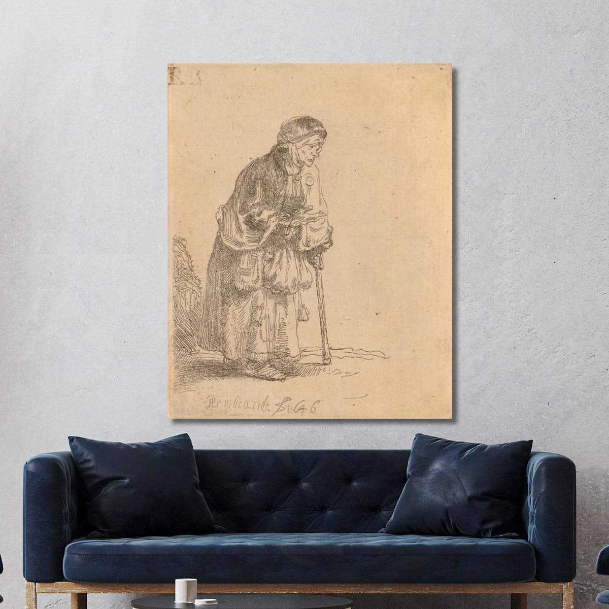 Beggar Woman Leaning On A Stick 2 Rembrandt van Rijn rvr25 canvas print 