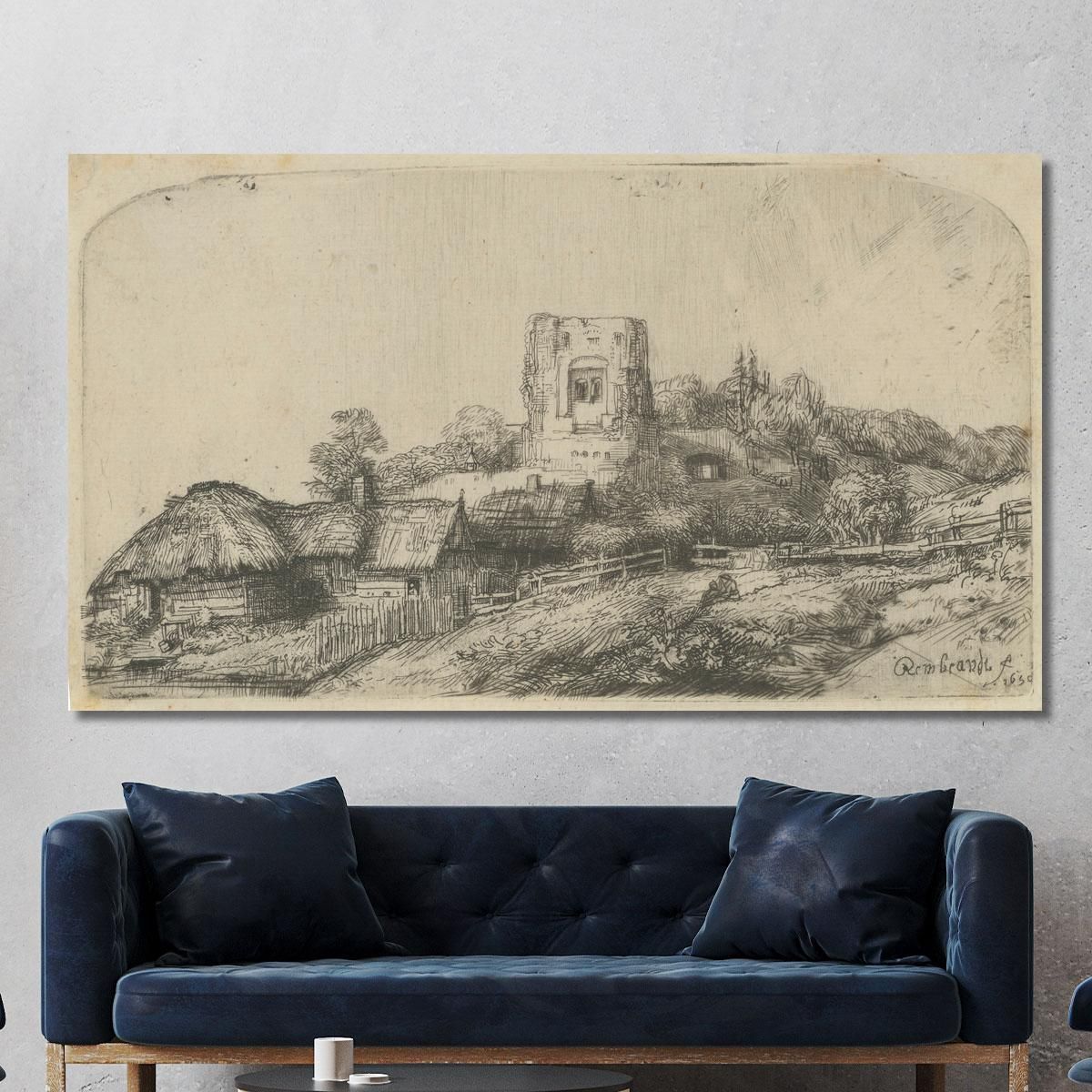 Landscape With A Square Tower Rembrandt van Rijn rvr81 canvas print 