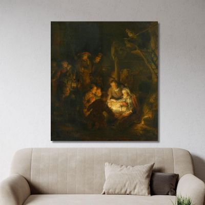 The Adoration Of The Shepherds Rembrandt van Rijn rvr201 canvas print 