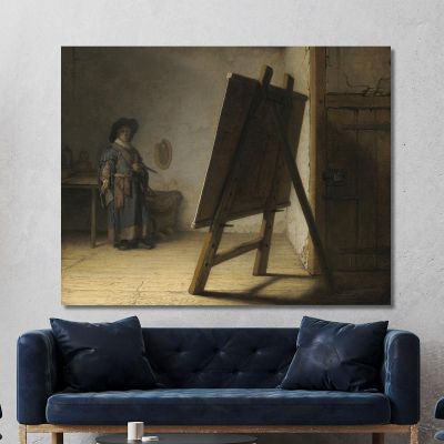 The Artist In His Studio Rembrandt van Rijn rvr207 canvas print 