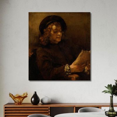 Titus Van Rijn The Artist'S Son Reading Rembrandt van Rijn rvr260 canvas print 