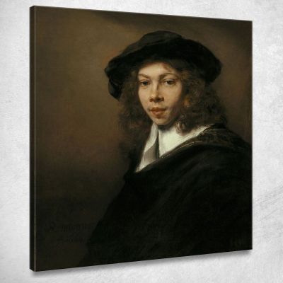 Young Man In A Black Beret Rembrandt van Rijn rvr272 canvas print 