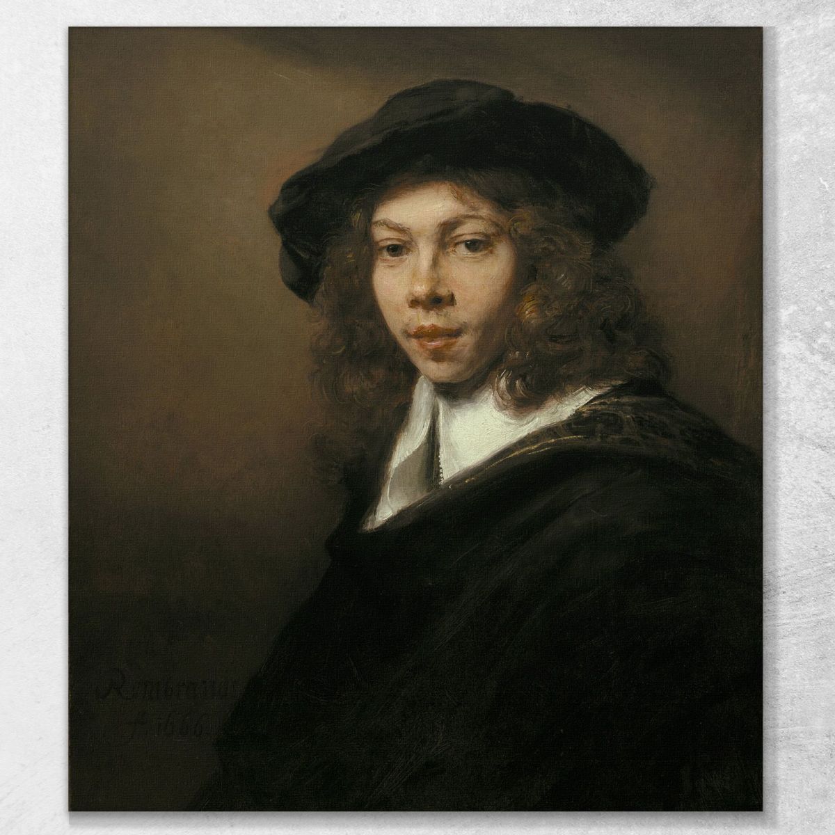 Young Man In A Black Beret Rembrandt van Rijn rvr272 canvas print 