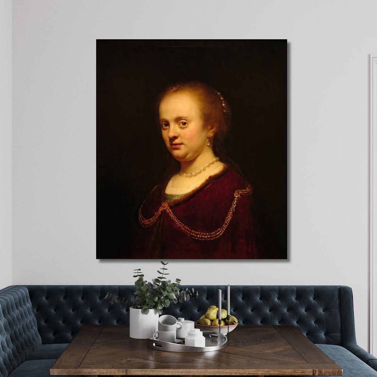 Young Woman With A Gold Chain Rembrandt van Rijn rvr276 canvas print 