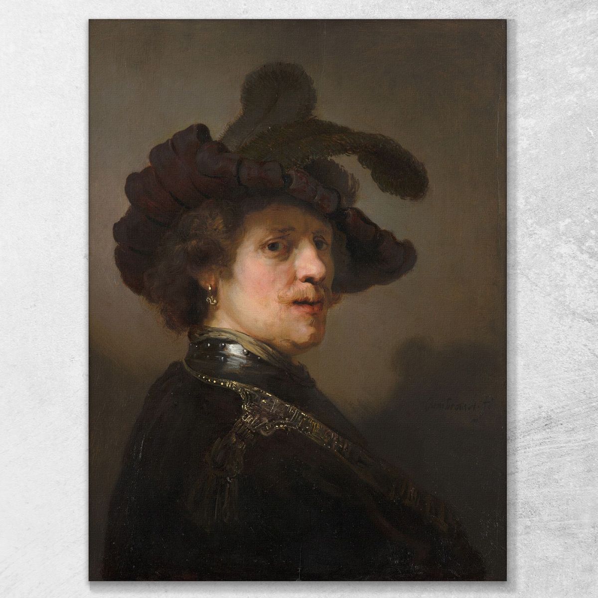 Tronie Of A Man With A Feathered Beret Rembrandt van Rijn rvr282 canvas print 