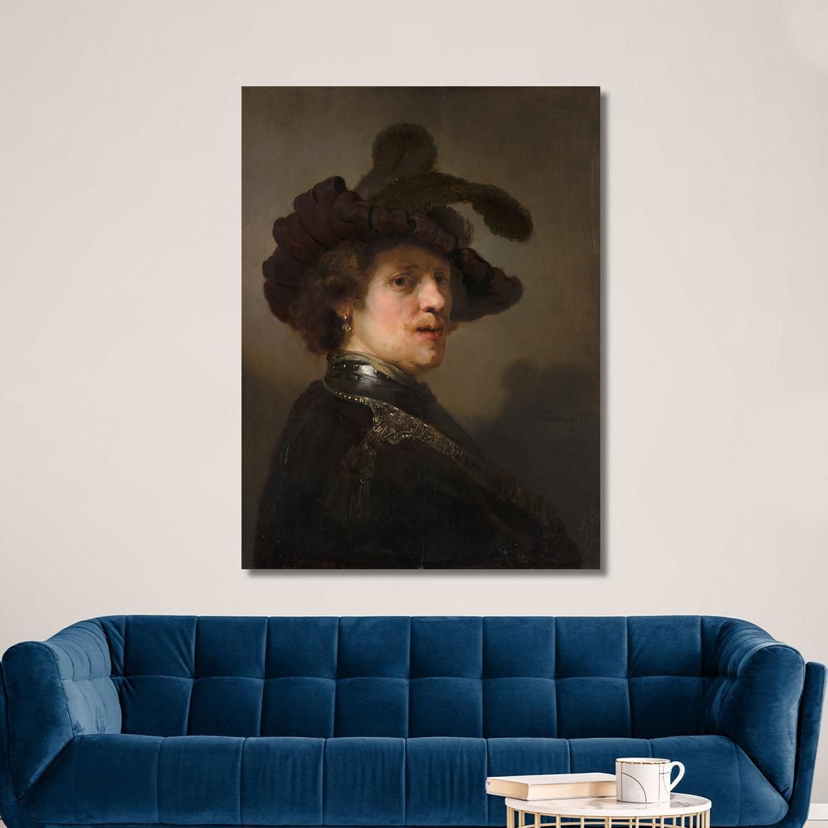 Tronie Of A Man With A Feathered Beret Rembrandt van Rijn rvr282 canvas print 