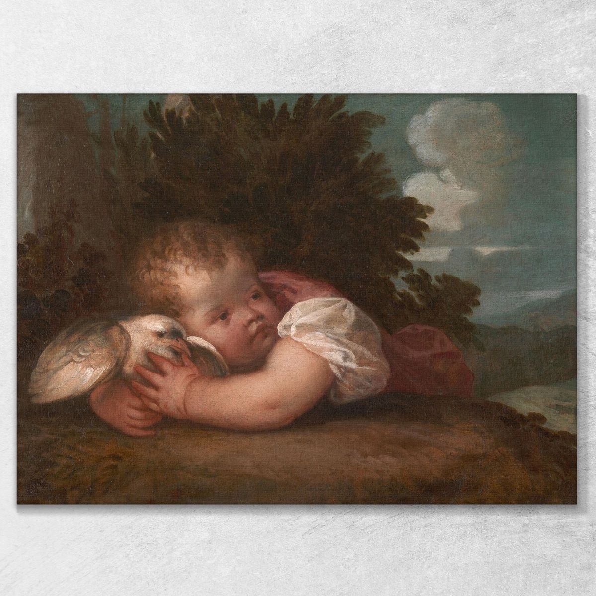 A Boy With A Bird Titian Tiziano Vecellio ttn1 canvas print 