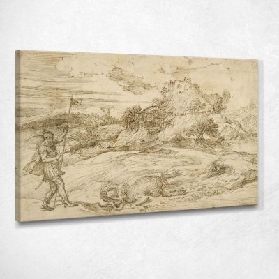 Landscape With St. Theodore Overcoming The Dragon Titian Tiziano Vecellio ttn35 canvas print 