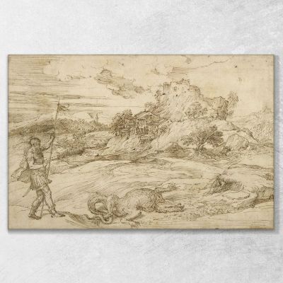 Landscape With St. Theodore Overcoming The Dragon Titian Tiziano Vecellio ttn35 canvas print 