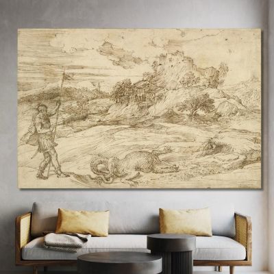 Landscape With St. Theodore Overcoming The Dragon Titian Tiziano Vecellio ttn35 canvas print 