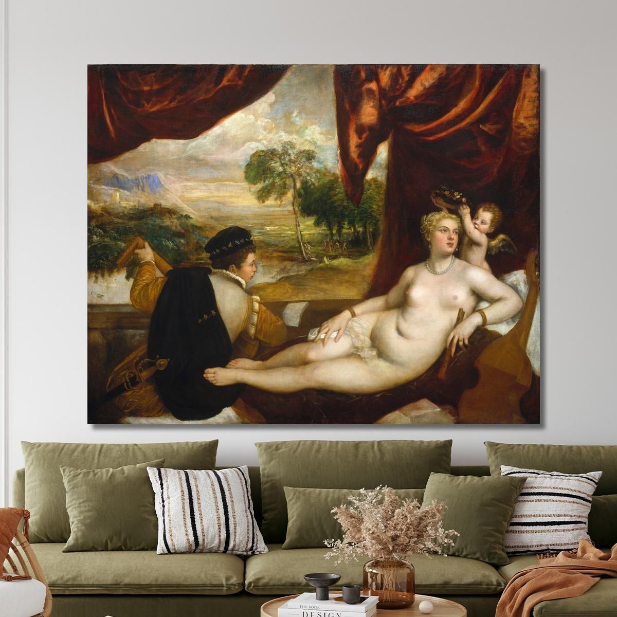 Venus And The Lute Player Titian Tiziano Vecellio ttn76 canvas print 