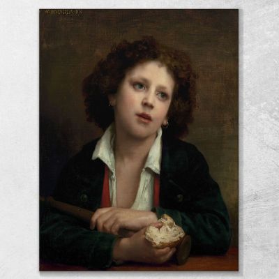 Italian Child Holding A Crust Of Bread William Bouguereau wbg33 canvas print 