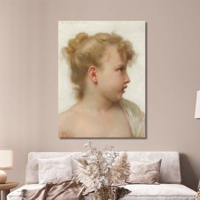 Head Study Of Little Girl Face In Profile William Bouguereau wbg36 canvas print 