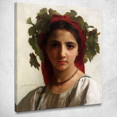 Young Girl Crowned With Vines William Bouguereau wbg55 canvas print 